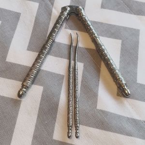 * Intricately Designed Silver Nutcracker and Pick Set, Vintage
